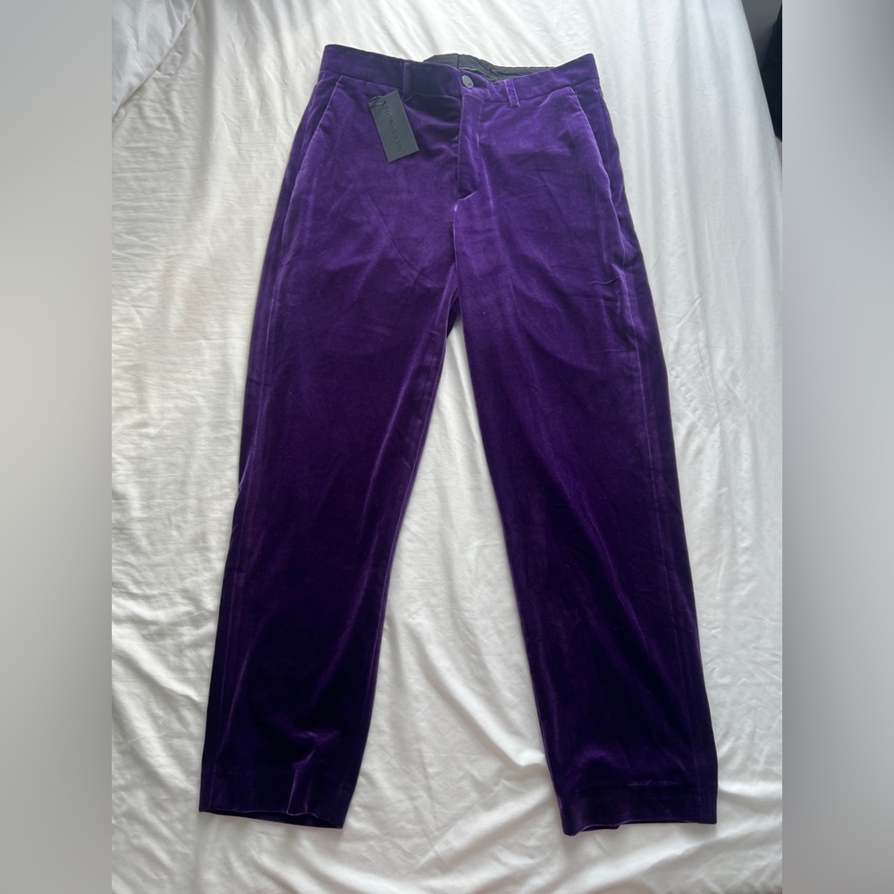 BNWT Men’s monfrere Purple Violet Velvet Pants Trousers Size 33 Stretchy